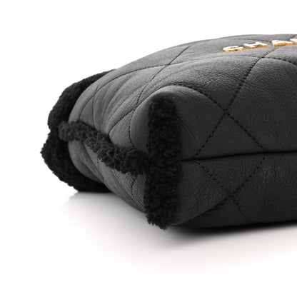 Chanel Shearling Aged Lambskin Quilted Small Chanel 22 Black 10 of 11