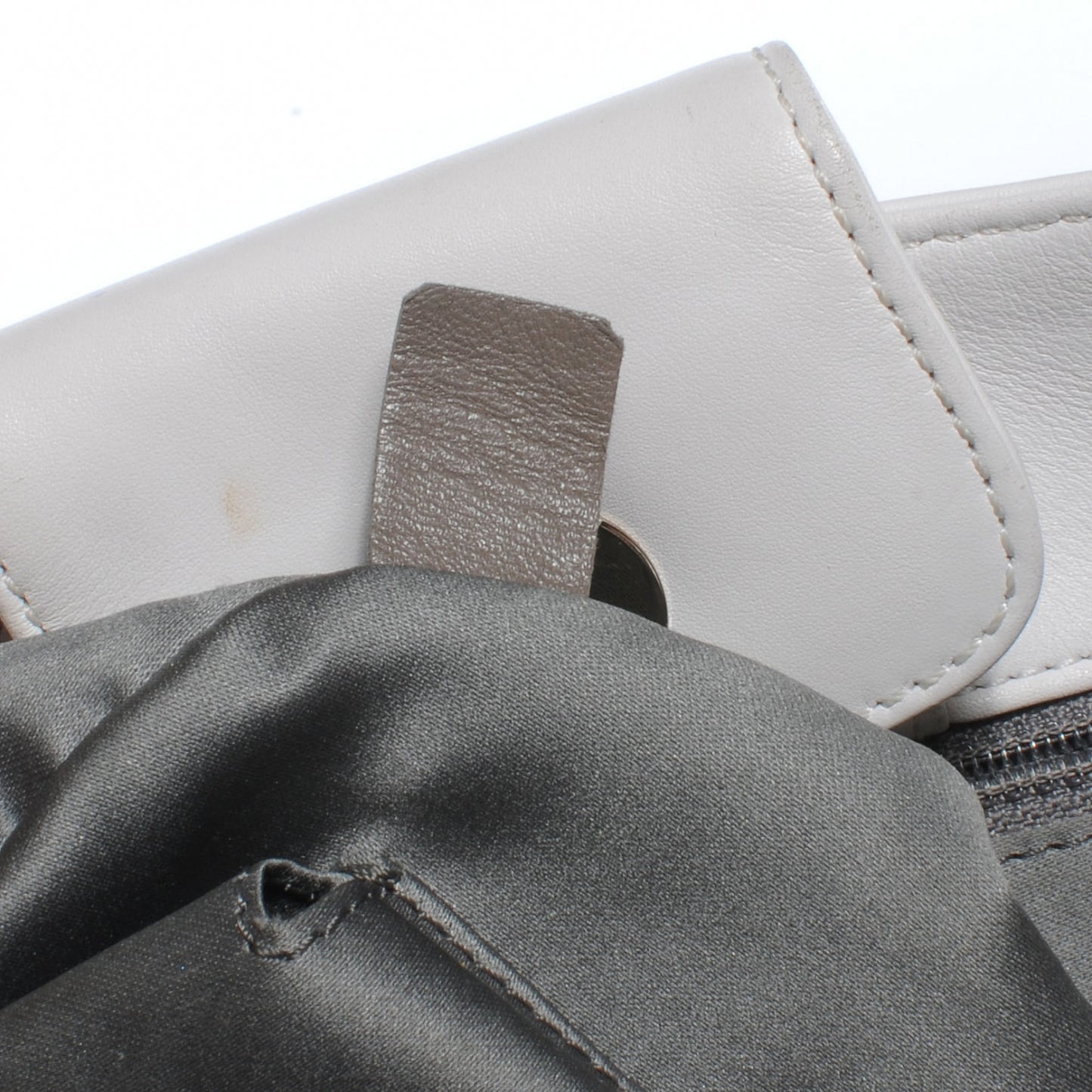 Leather Modern Chain Flap White