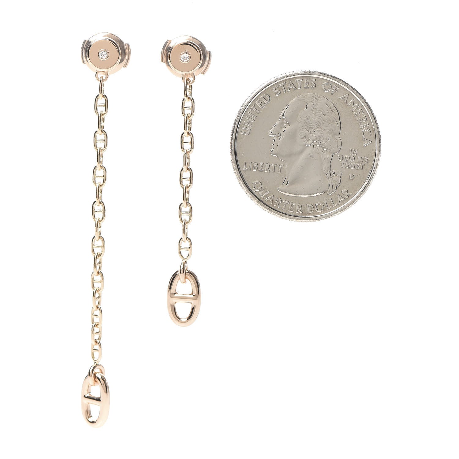 Hermes 18K Rose Gold Diamond TPM Farandole Drop Earrings 2 of 6