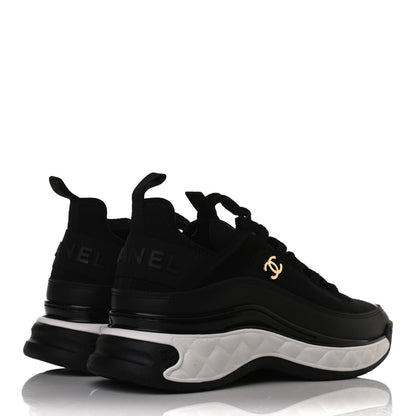 Chanel Velvet Calfskin Mixed Fibers CC Sneakers 37 Black 4 of 11