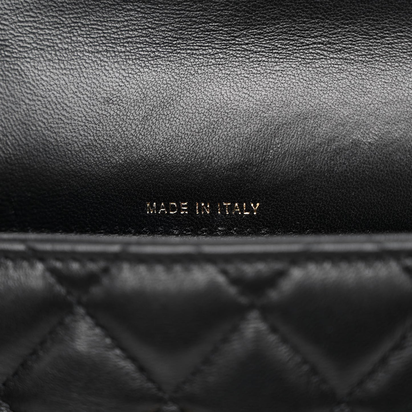 Lambskin Quilted Flap Phone Holder With Chain Black