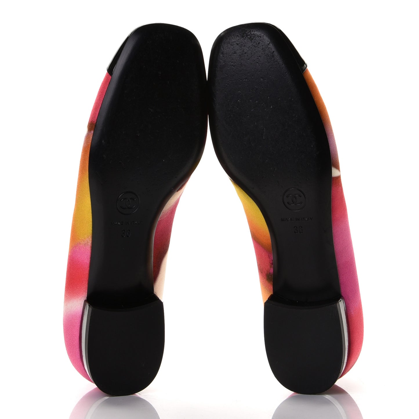 Fabric Patent Printed CC Cap Toe Ballerina Flats 36 Multicolor