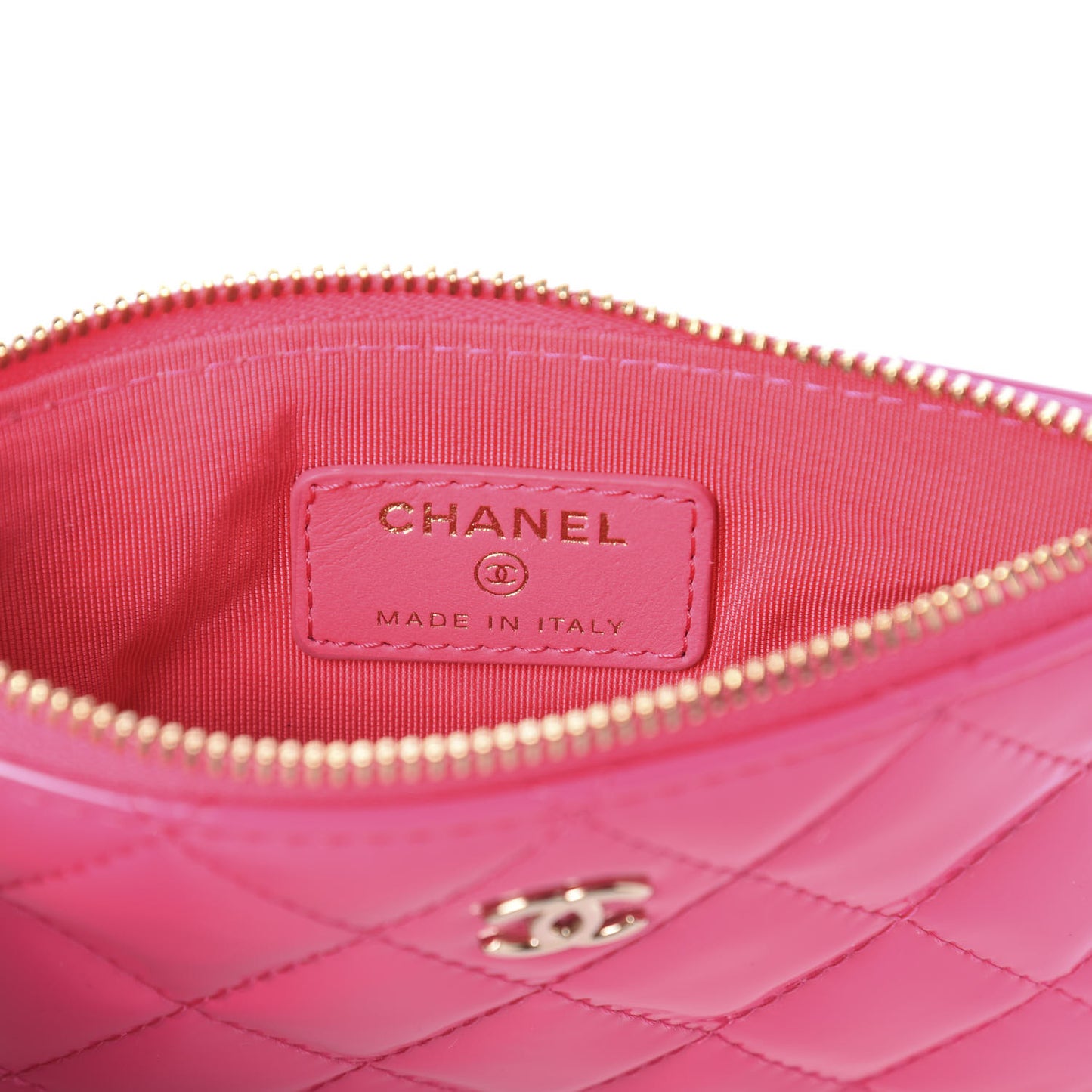 Patent Quilted Small Cosmetic Case Pink