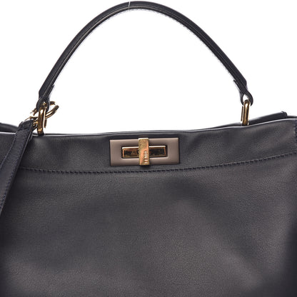 Fendi Vitello Dolce Marmol Large Peekaboo Iconic Satchel Blue Notte 9 of 14