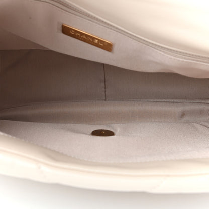 Chanel Lambskin Quilted Maxi Chanel 19 Flap Light Beige 5 of 10