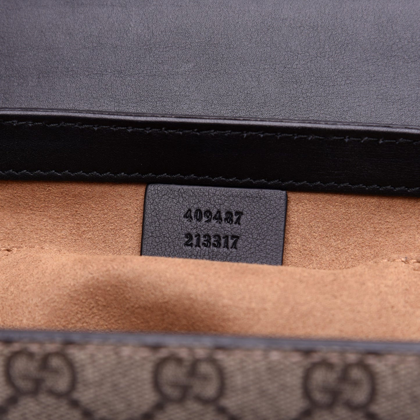 GG Supreme Monogram Calfskin Small Padlock Shoulder Bag Beige Black Cuir