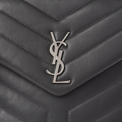 Saint Laurent Calfskin Y Quilted Monogram Medium Loulou Satchel Kaki Fonce 10 of 10