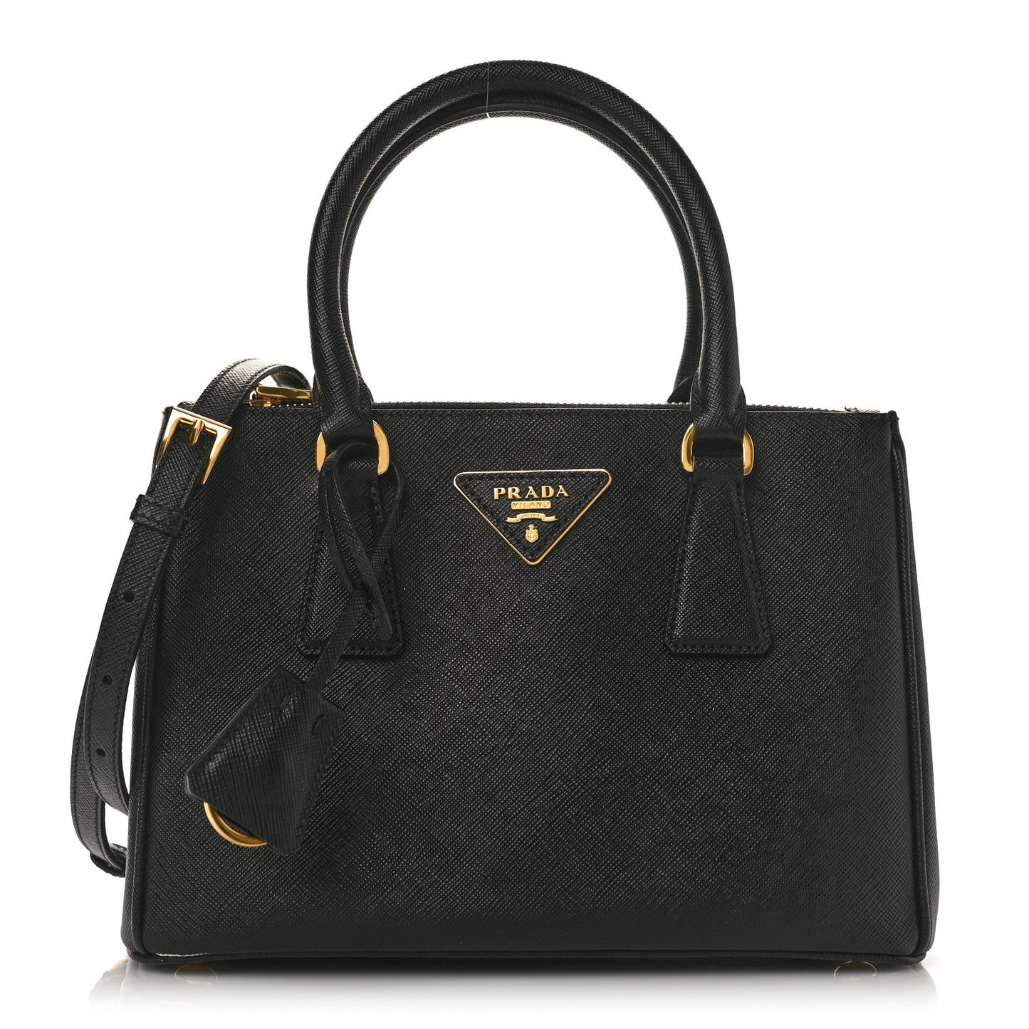 Saffiano Small Galleria Double Zip Tote Black