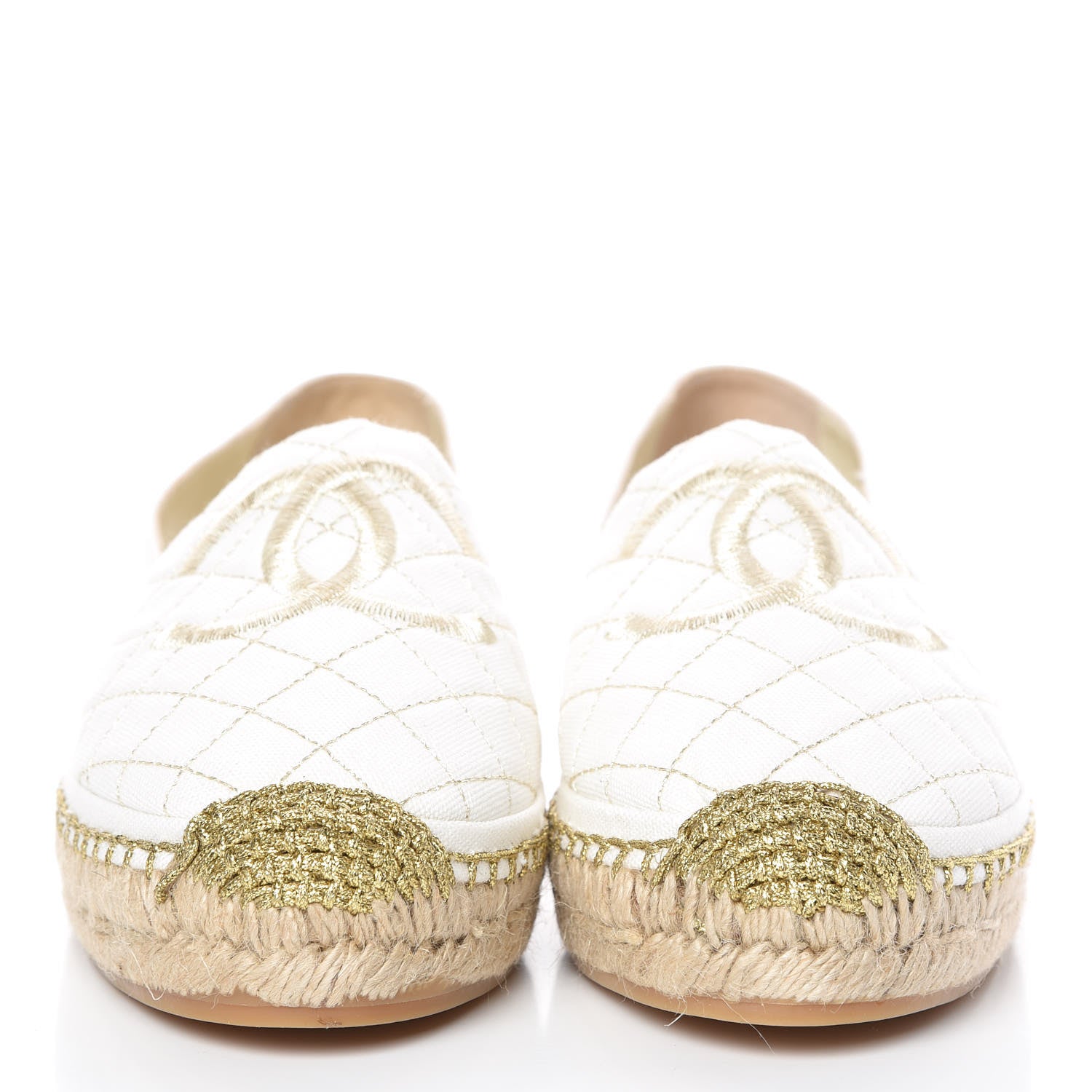 Chanel Fabric Biarritz CC Espadrilles 41 White Gold 2 of 11