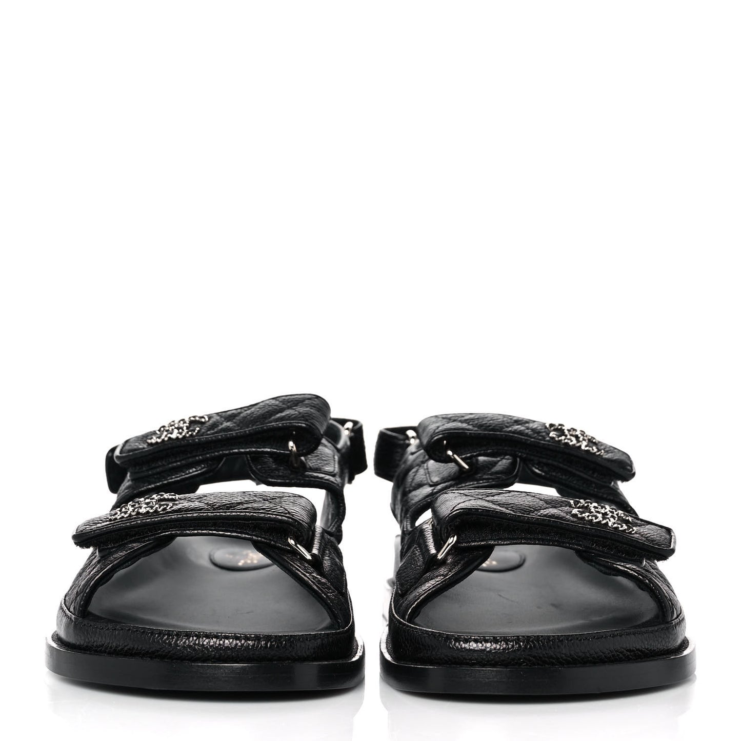 Grained Calfskin Velcro Dad Sandals 40 Black