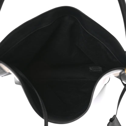 Saint Laurent Canvas Calfskin Tag Hobo White Black 5 of 10