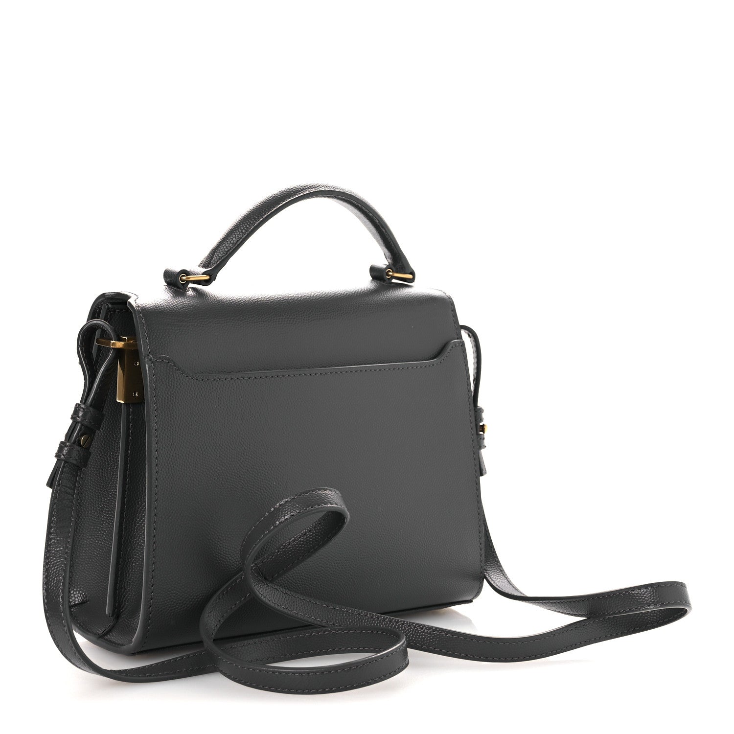 Saint Laurent Grain de Poudre Mini Classic Monogram Cassandra Top Handle Storm 3 of 10