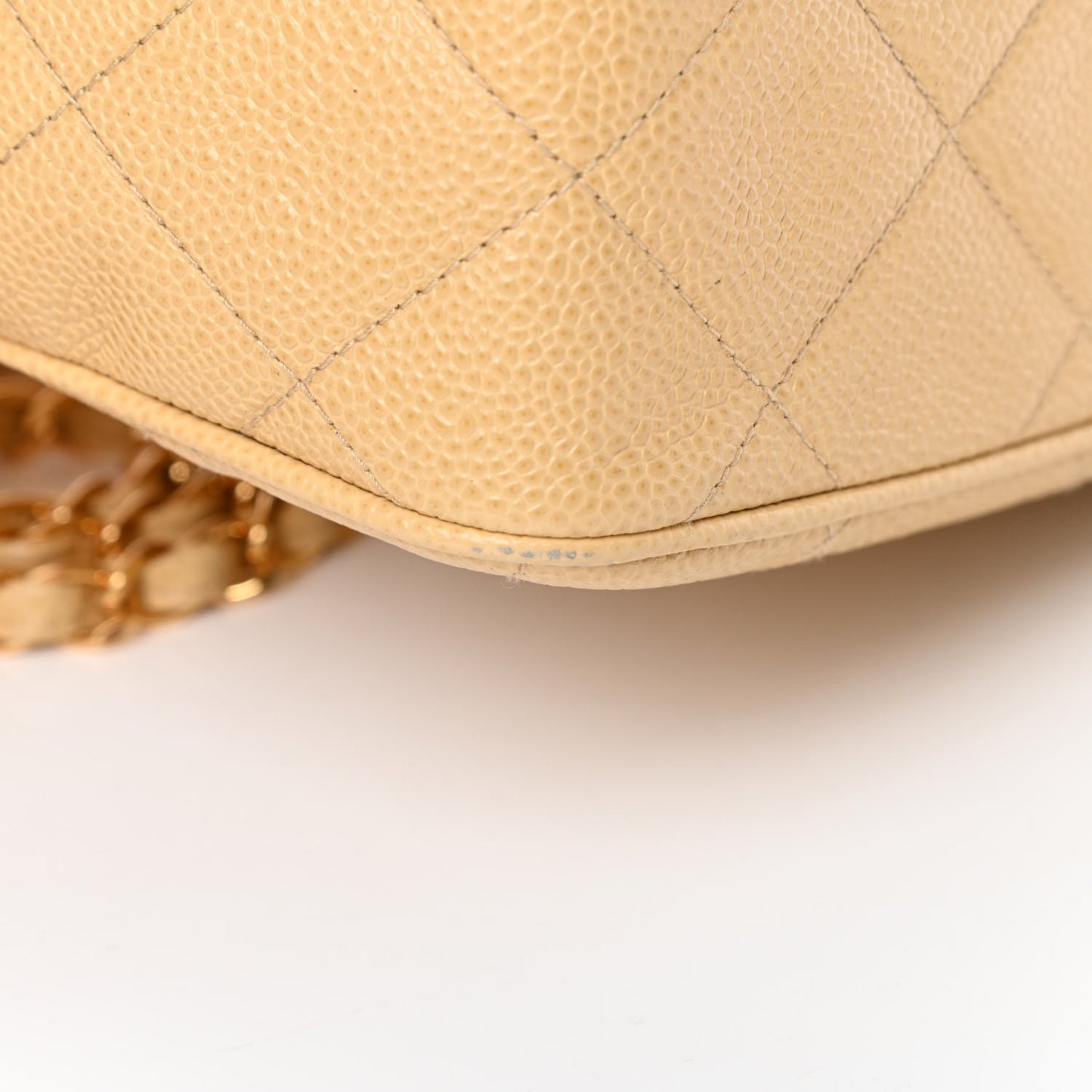 Caviar Quilted Camera Case Beige
