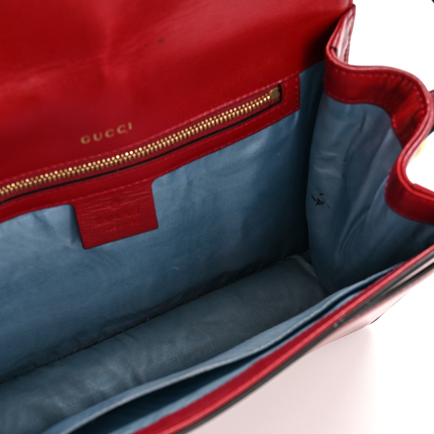 Gucci Textured Calfskin Small Torchon GG Ring Shoulder Bag New Cherry Red 5 of 14