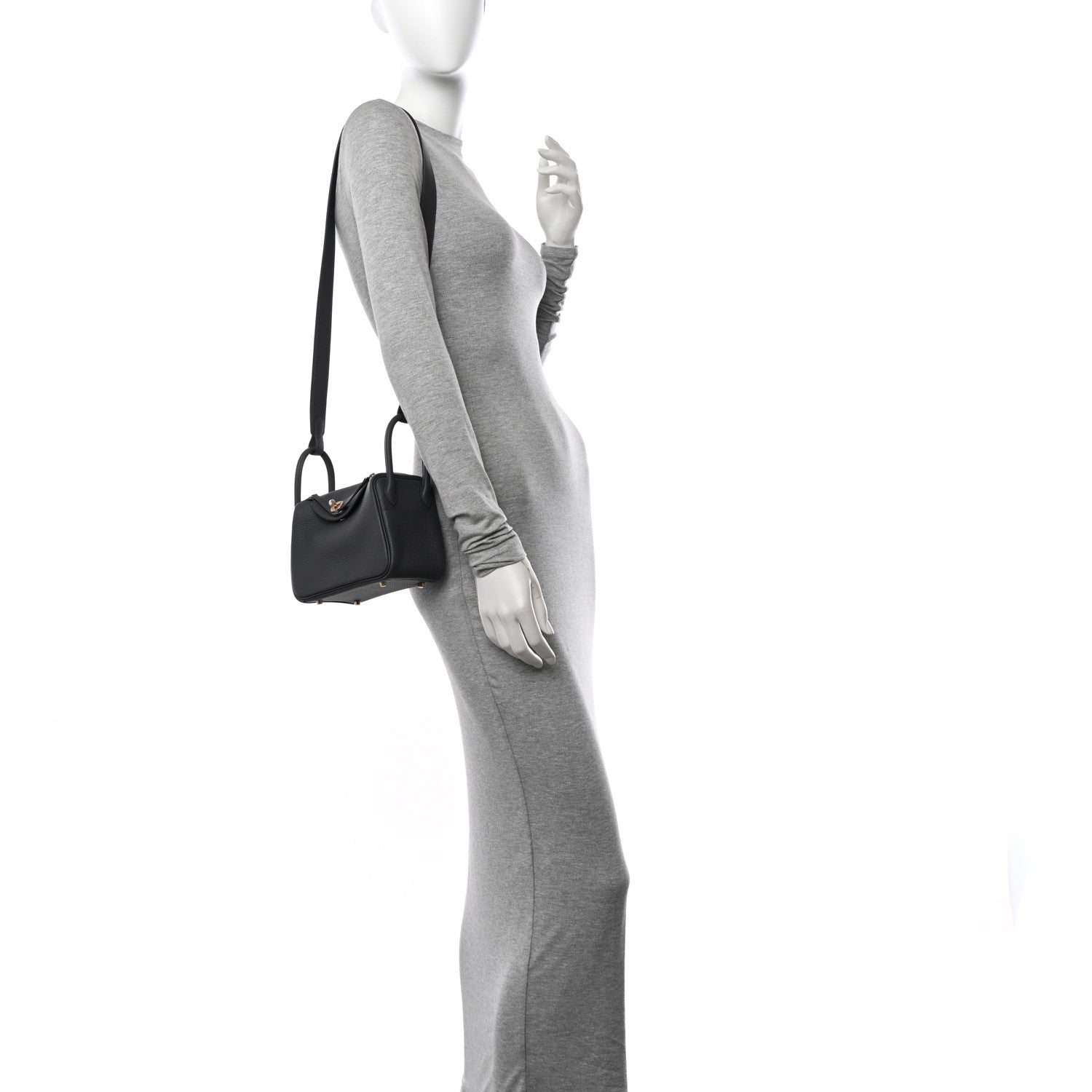 Hermes Taurillon Clemence Mini Lindy 20 Ardoise 2 of 11