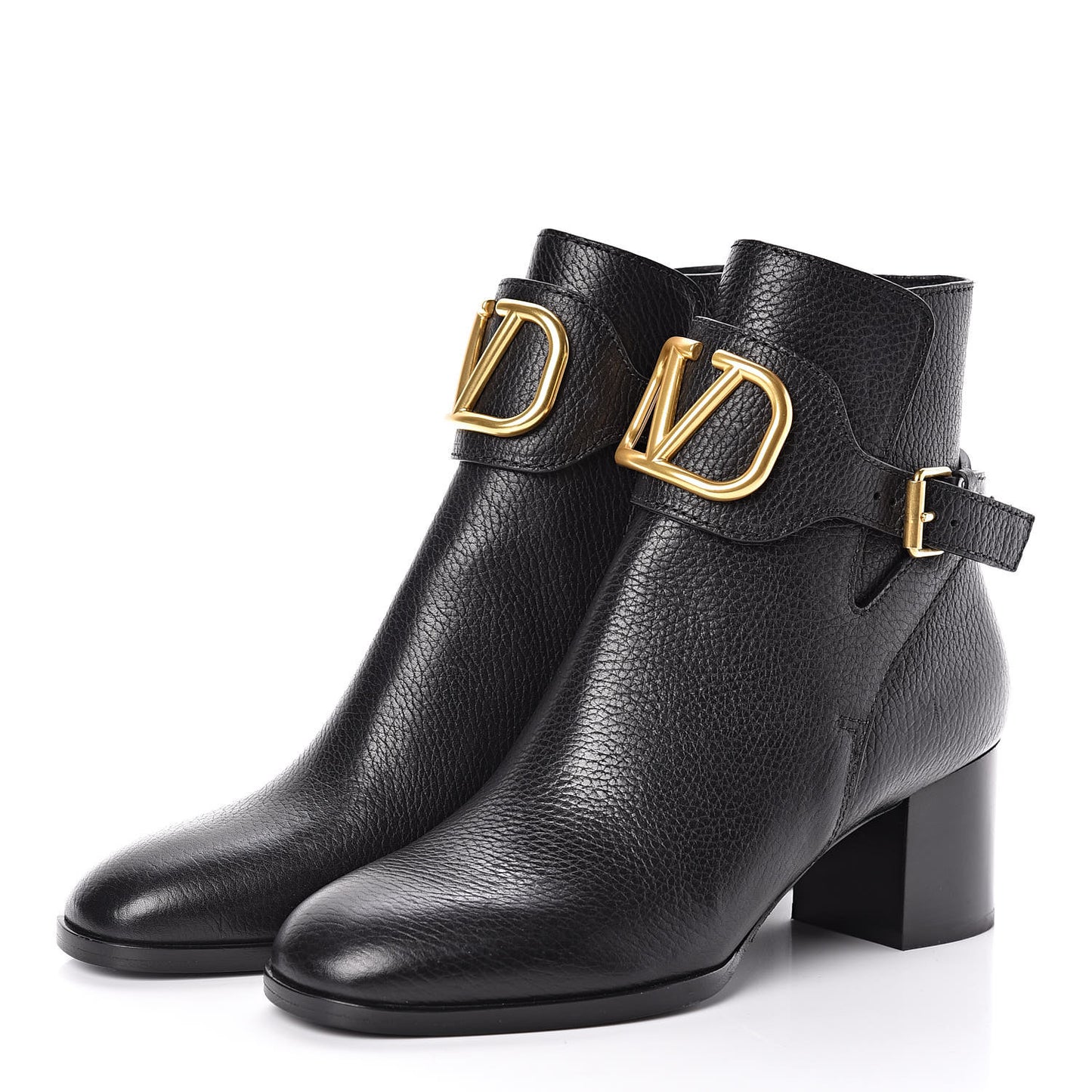 Grainy Cowhide VLOGO Ankle Boots 38 Black
