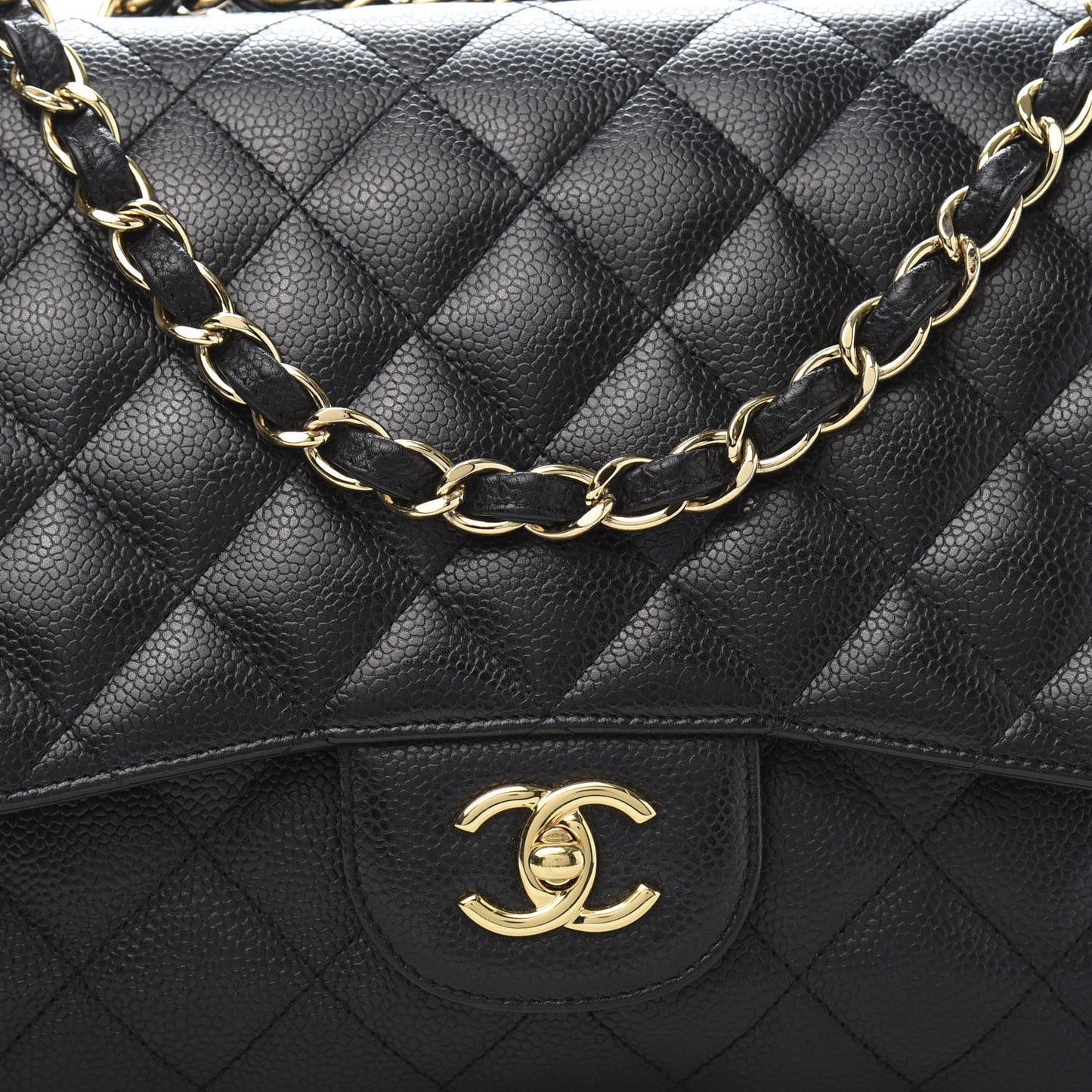 Caviar Quilted Jumbo Single Flap Black