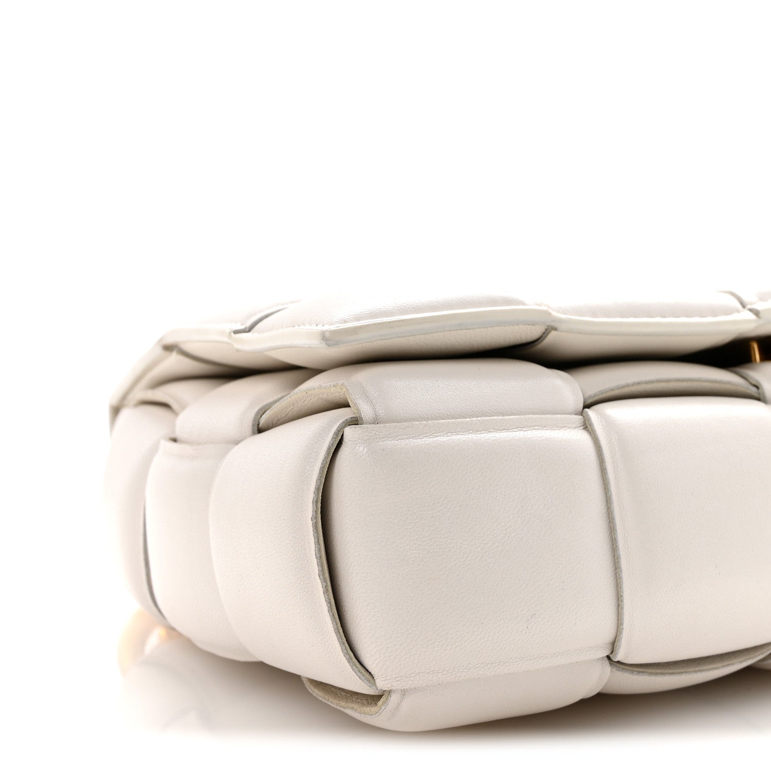 Bottega Veneta Lambskin Maxi Intreccio Padded Chain Cassette Crossbody Bag White 8 of 10