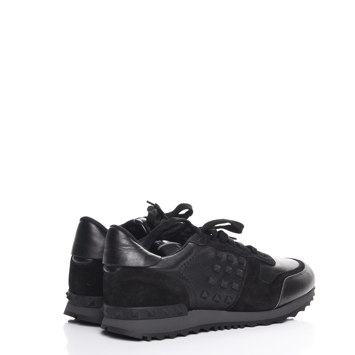 Valentino Garavani Calfskin Suede Mens Rockstud Sneakers 42 Black 4 of 8