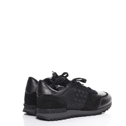 Valentino Garavani Calfskin Suede Mens Rockstud Sneakers 42 Black 4 of 8