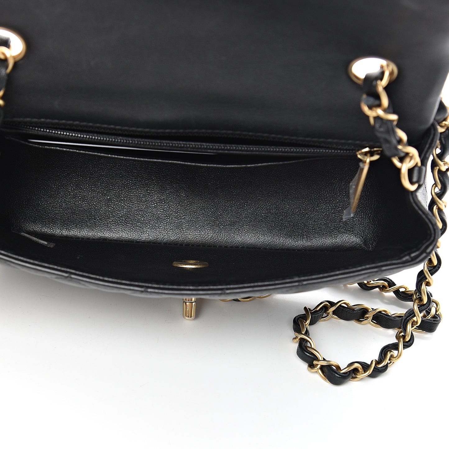 Lambskin Quilted Mini Rectangular Flap Black
