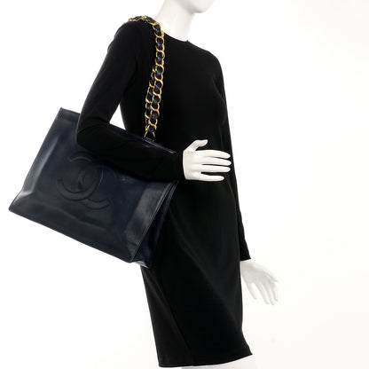 Chanel Lambskin CC Tote Navy 2 of 12