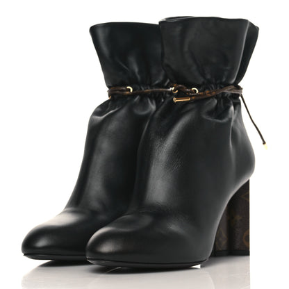 Louis Vuitton Calfskin Monogram Drawstring Ankle Boots 38.5 Black 3 of 9