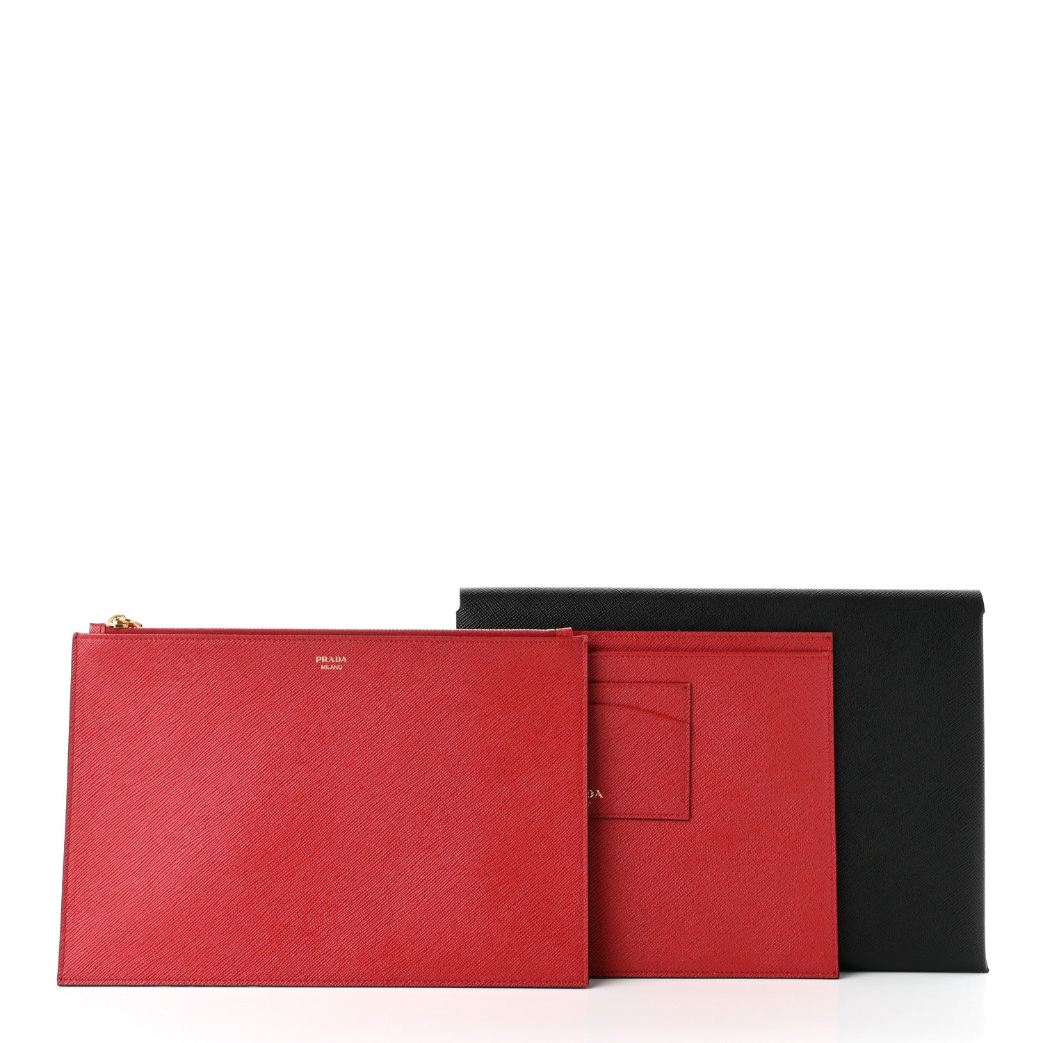 Prada Saffiano Pouch Black Rosso 3 of 9
