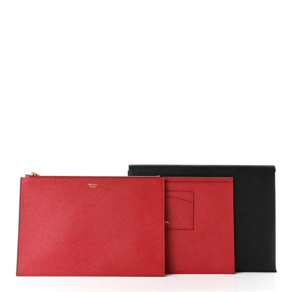 Prada Saffiano Pouch Black Rosso 3 of 9