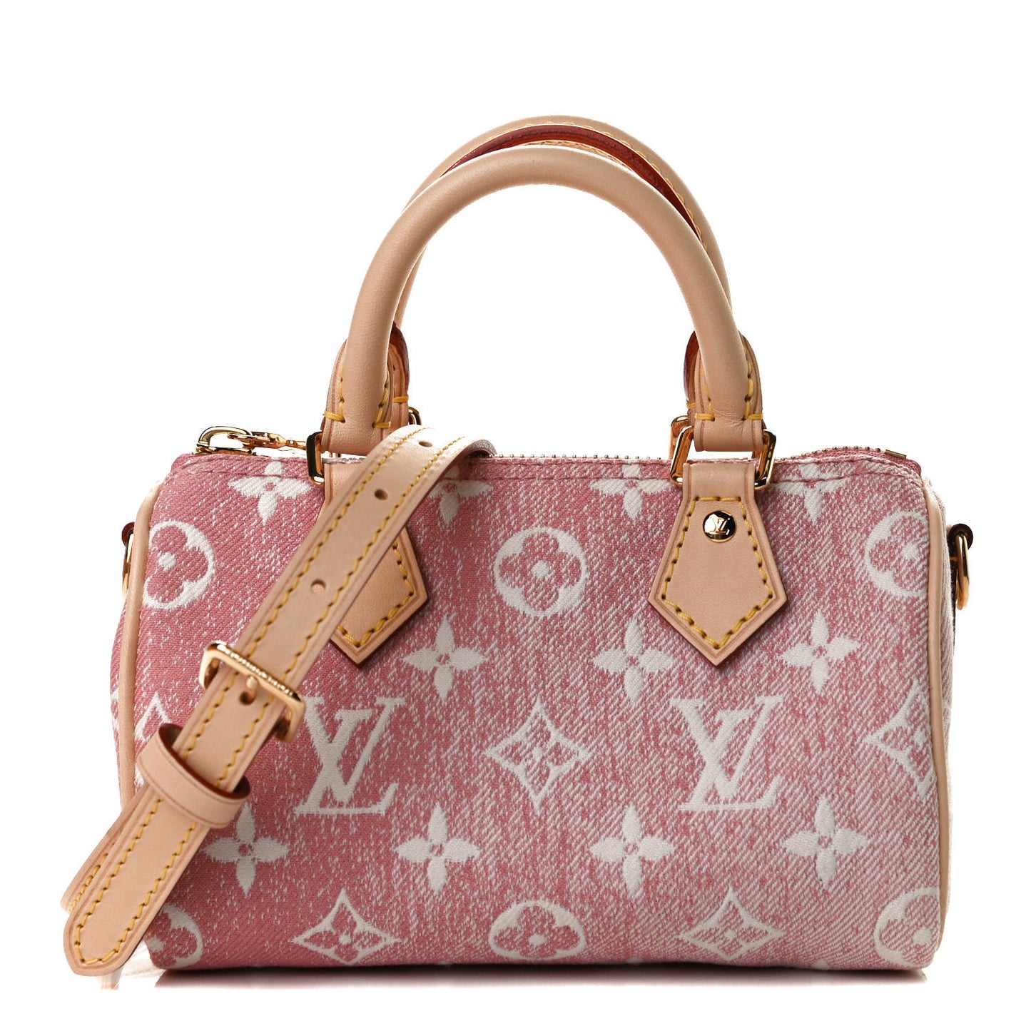 Monogram Jacquard Denim Nano Speedy Bandouliere Pink