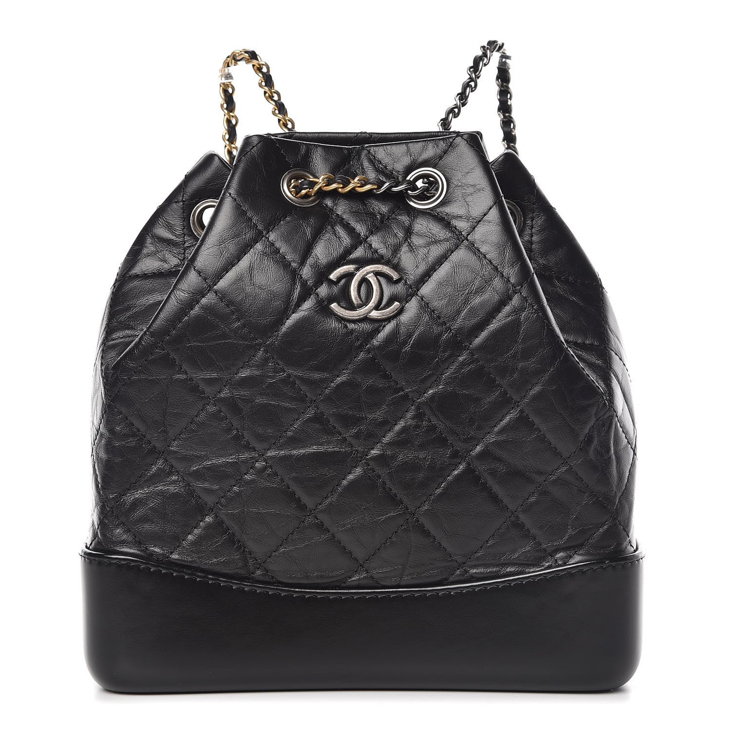 Aged Calfskin Quilted Small Gabrielle Backpack Black