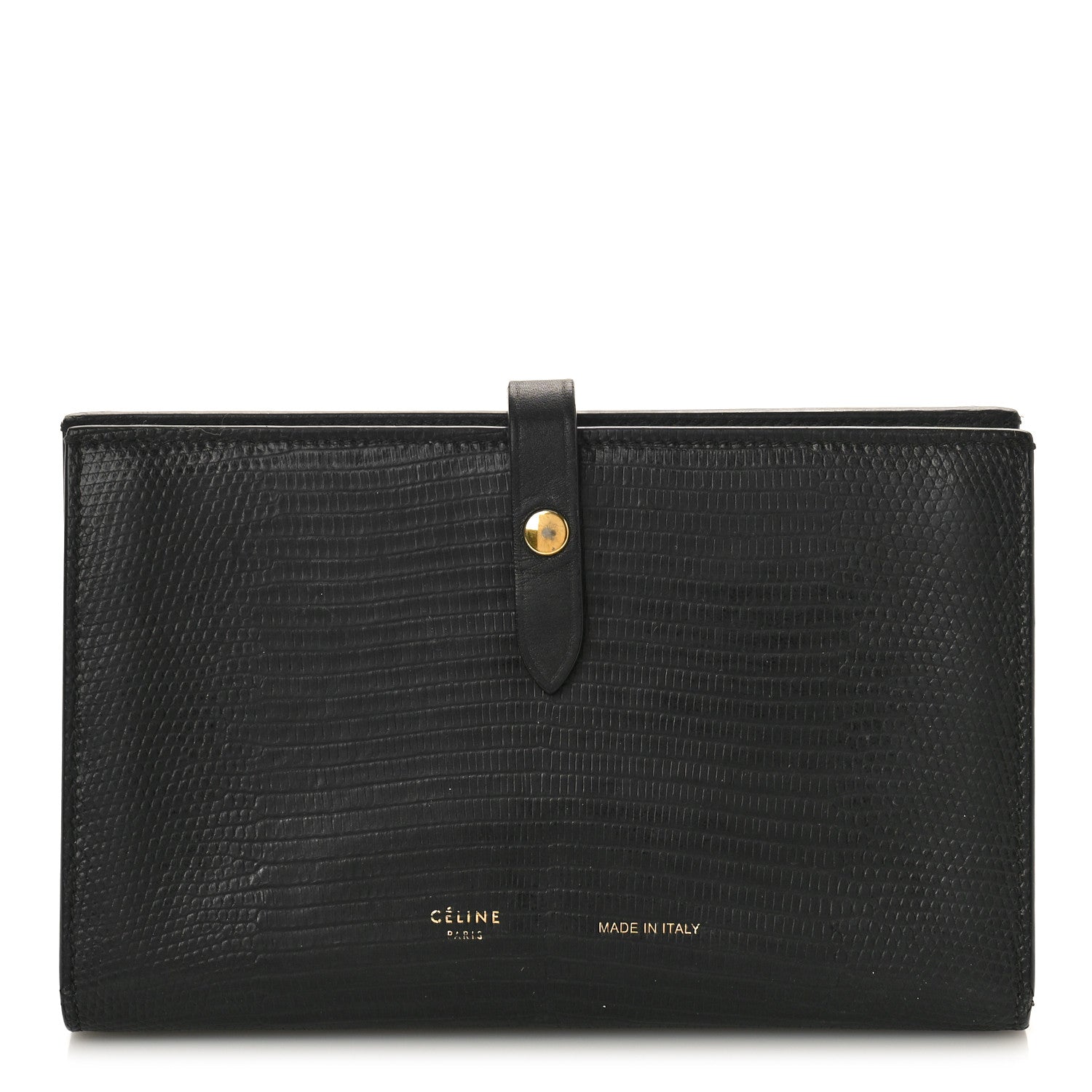 Celine Lizard Calfskin Large Multifunction Strap Wallet Black 1 of 8