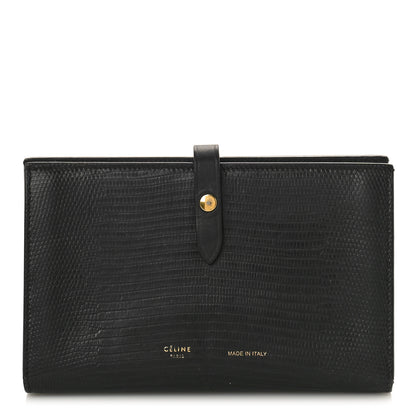 Celine Lizard Calfskin Large Multifunction Strap Wallet Black 1 of 8
