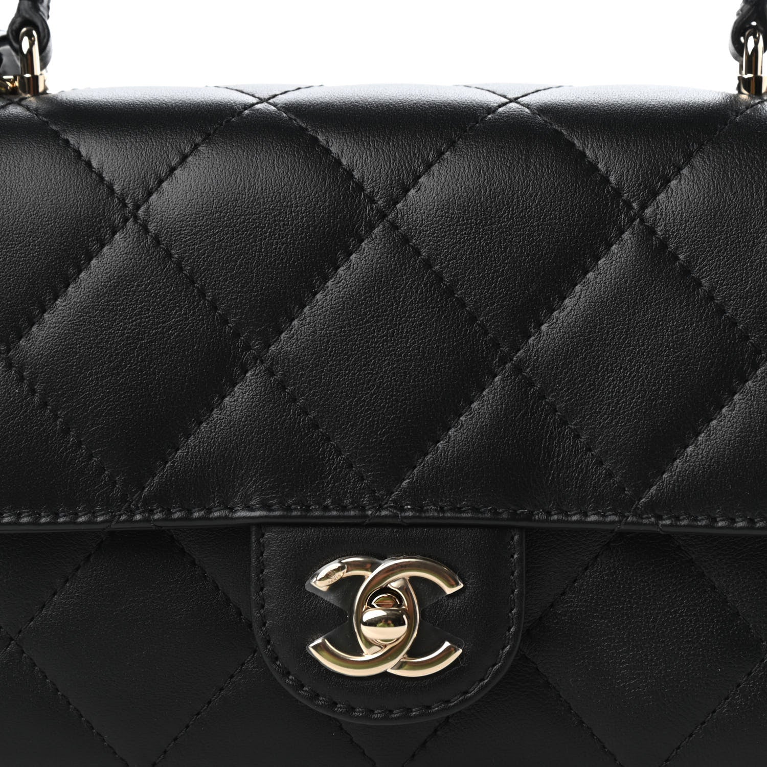 Chanel Calfskin Quilted Small Top Handle Flap Black 10 of 10