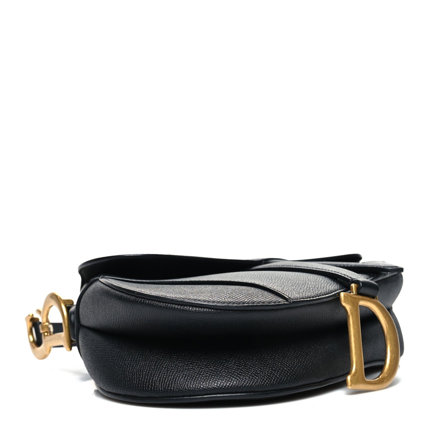 Grained Calfskin Saddle Bag Black