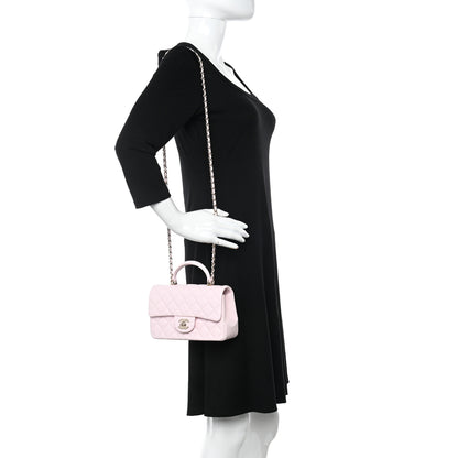 Chanel Lambskin Quilted Mini Top Handle Rectangular Flap Light Pink 2 of 11