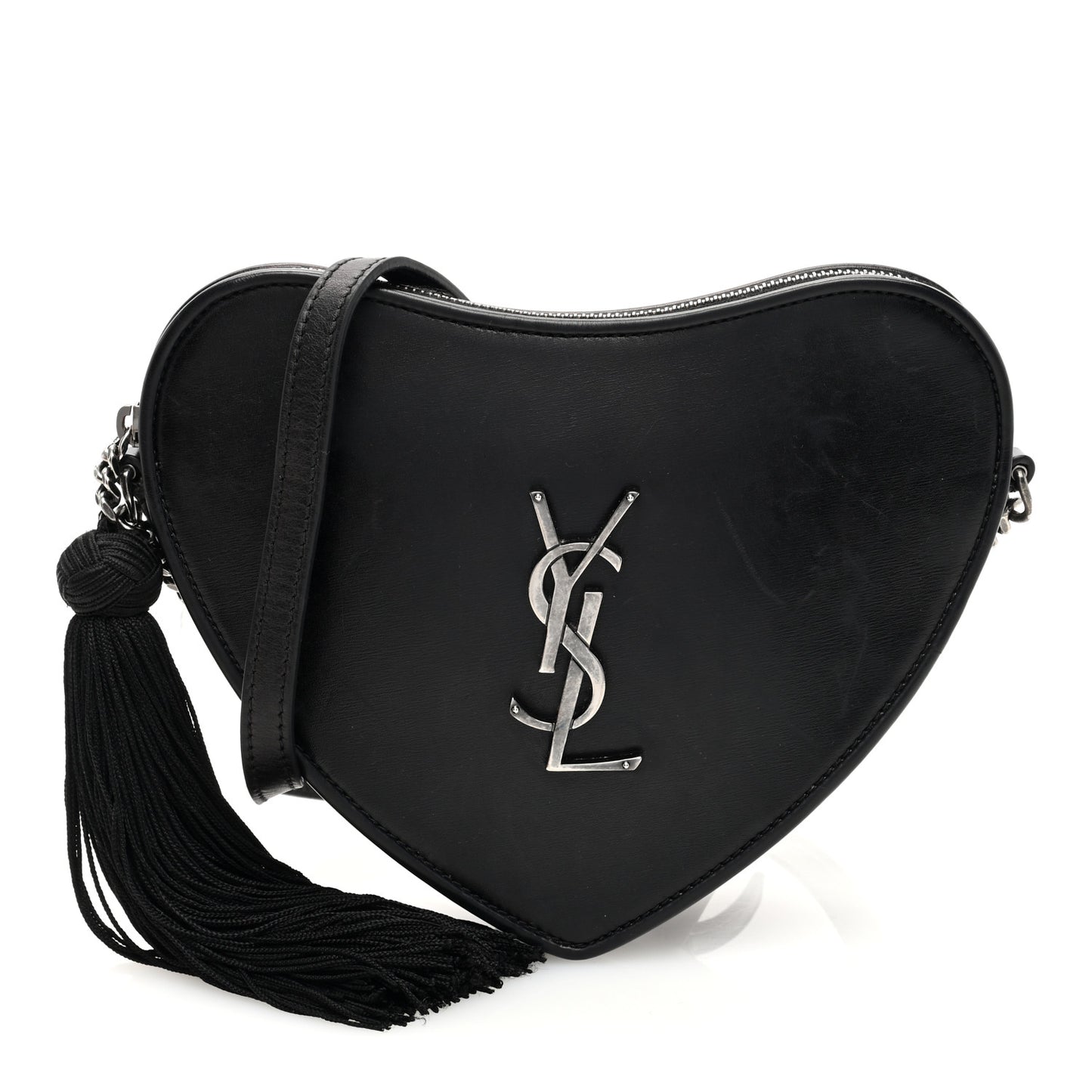 Calfskin Heart Monogram Crossbody Black