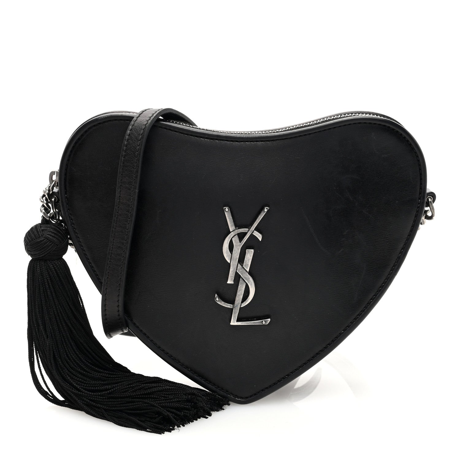Saint Laurent Calfskin Heart Monogram Crossbody Black 1 of 8