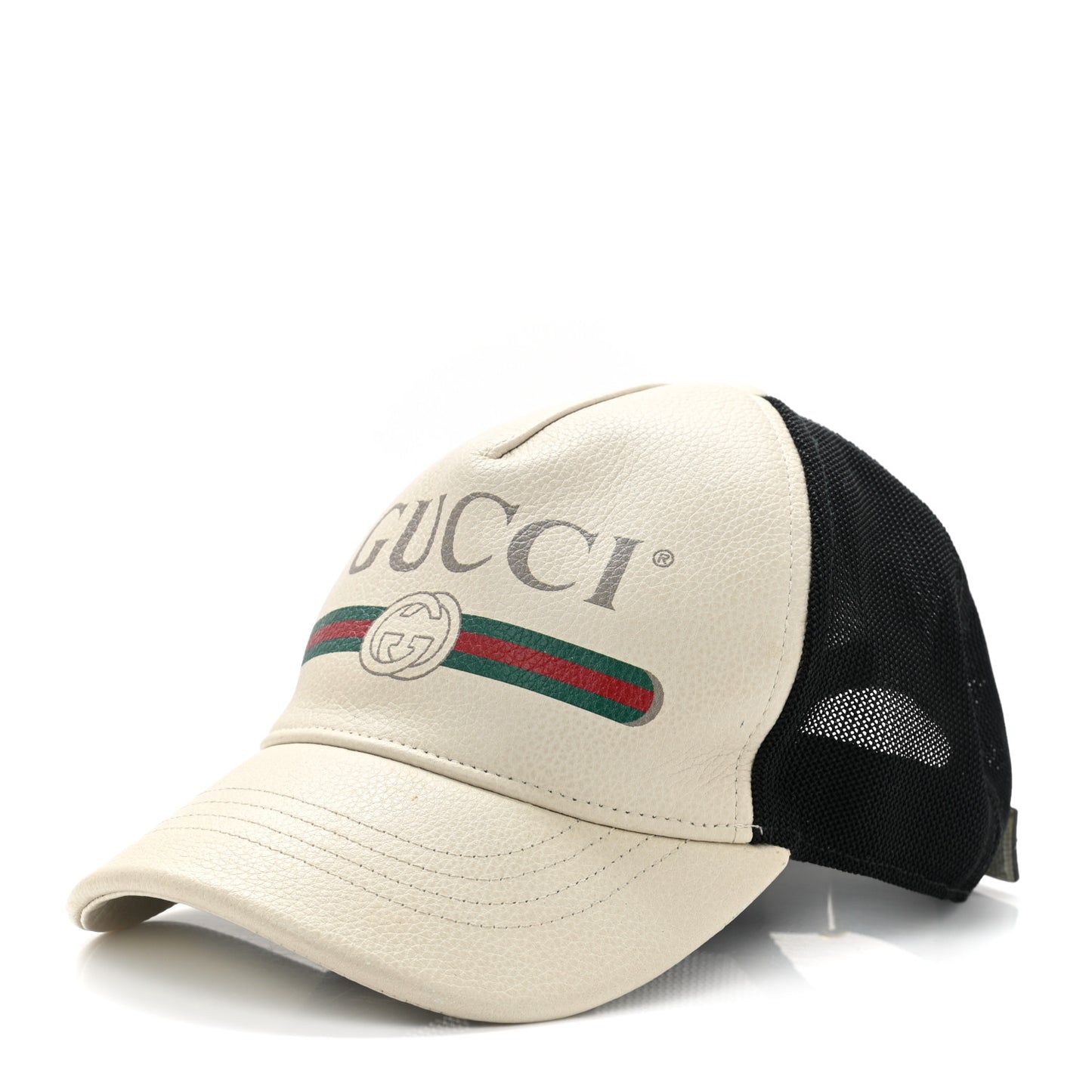 Grained Calfskin Logo Baseball Hat M 58 White