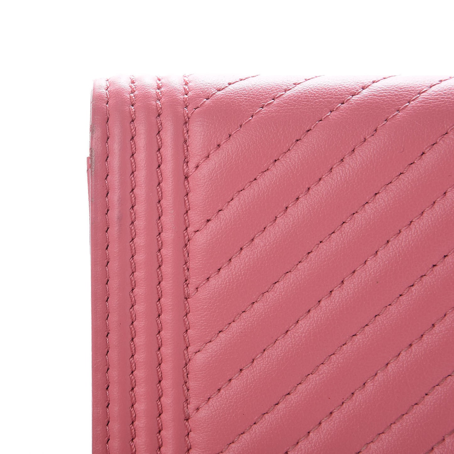 Calfskin Chevron Quilted Boy Yen Wallet Pink
