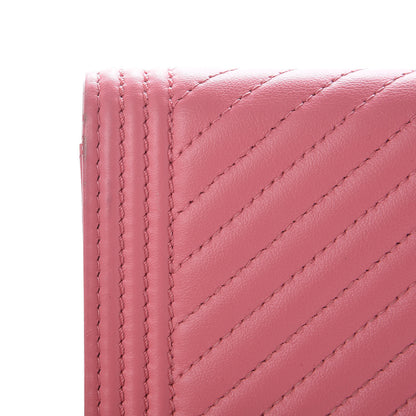 Chanel Calfskin Chevron Quilted Boy Yen Wallet Pink 9 of 15