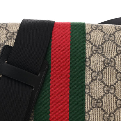 Gucci GG Supreme Monogram Web Flap Messenger Bag Black 8 of 10