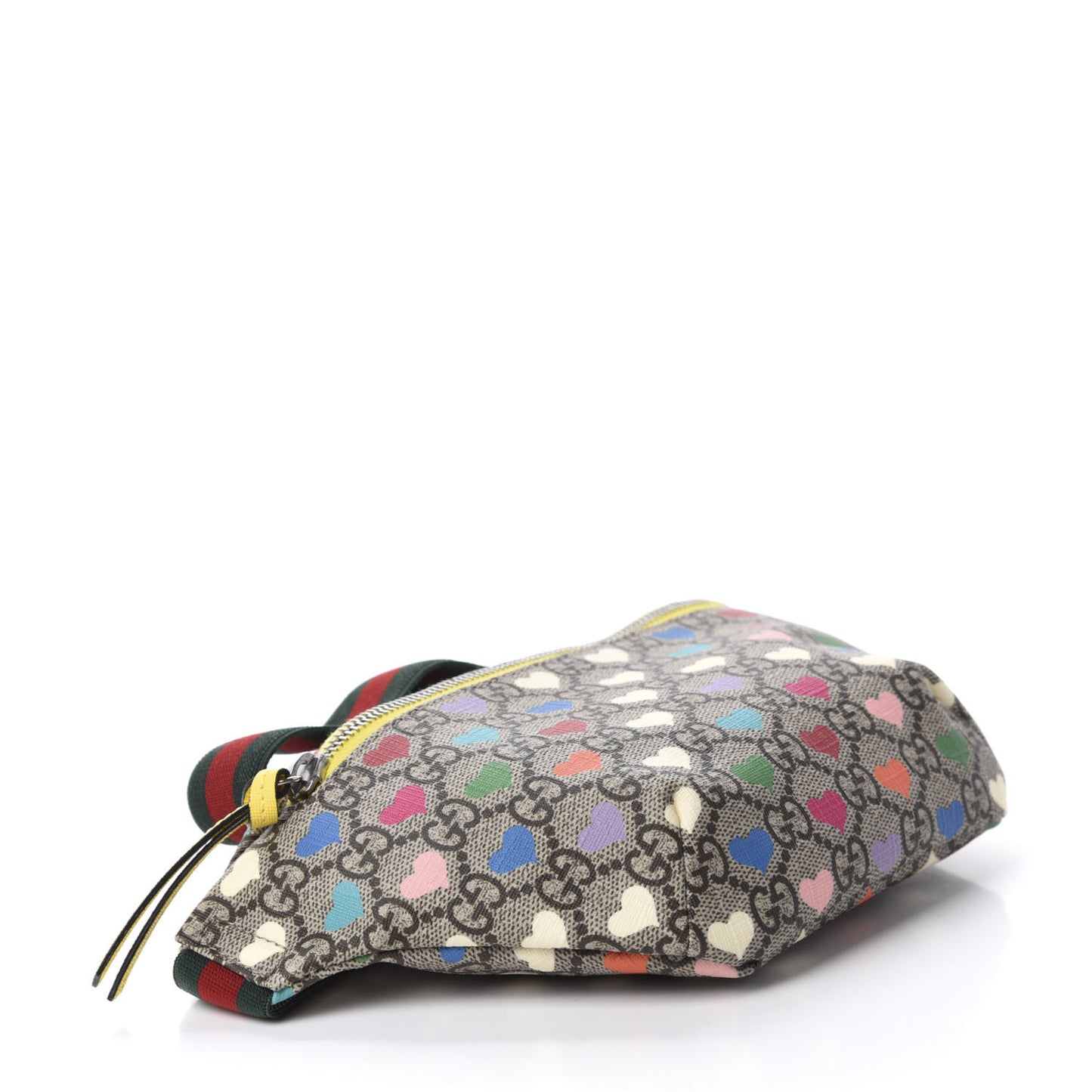 Soft GG Supreme Monogram Hearts Web Childrens Belt Bag Beige Ebony Multicolor Freesia
