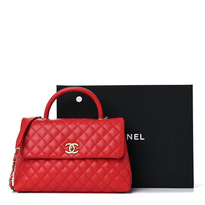 Chanel Caviar Quilted Medium Coco Handle Flap Red 10 of 10