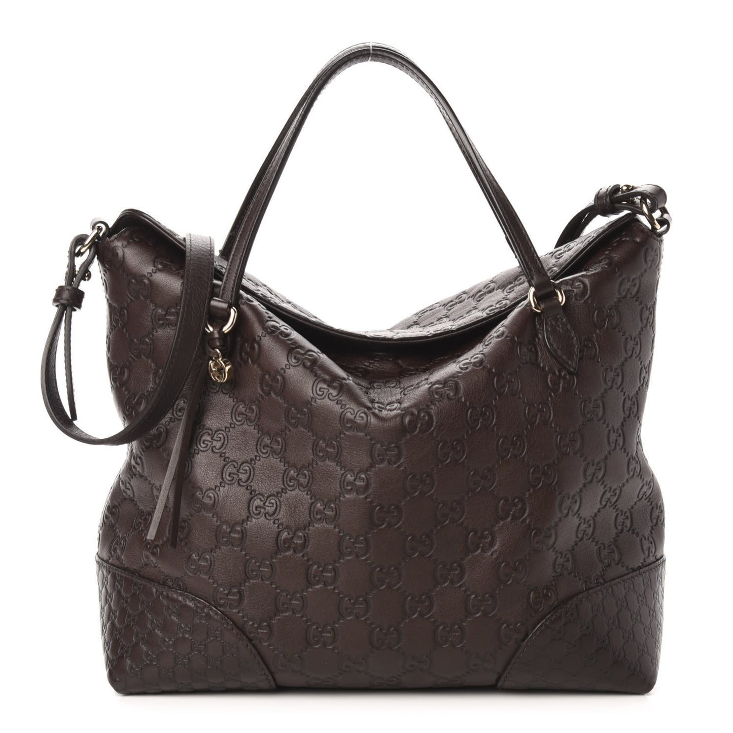 Guccissima Medium Bree Foldover Tote Chocolate
