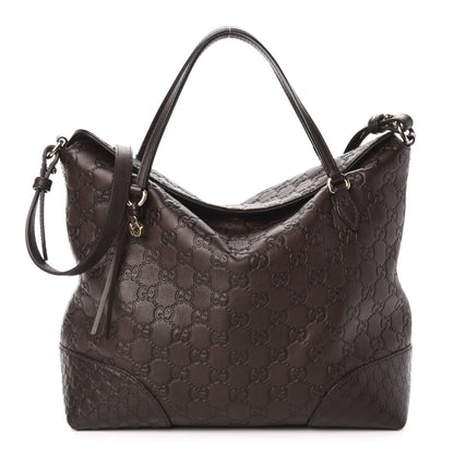 Gucci Guccissima Medium Bree Foldover Tote Chocolate 1 of 14