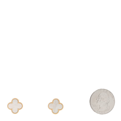 Van Cleef & Arpels VAN CLEEF & ARPELS 18K Yellow Gold Mother of Pearl Vintage Alhambra Earrings 2 of 5