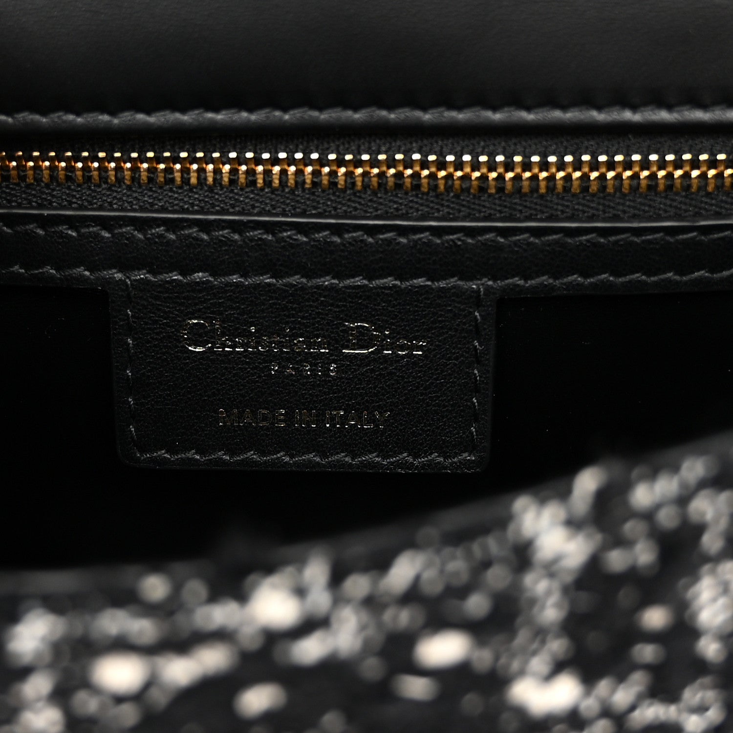 Christian Dior Calfskin Tweed Embroidered Cannage Medium Caro Bag Black White 6 of 10