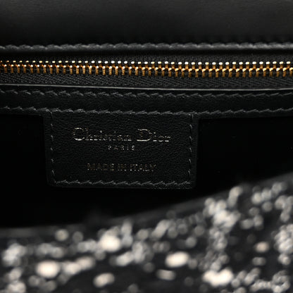 Christian Dior Calfskin Tweed Embroidered Cannage Medium Caro Bag Black White 6 of 10