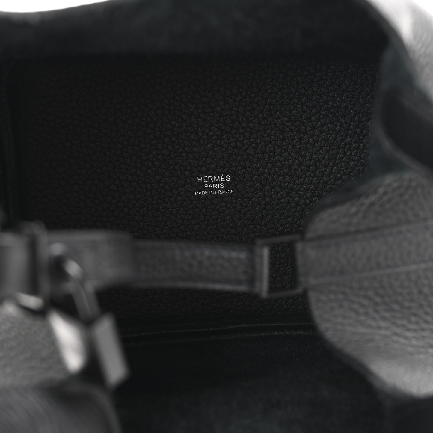 Taurillon Clemence Monochrome Picotin Lock 18 PM Black